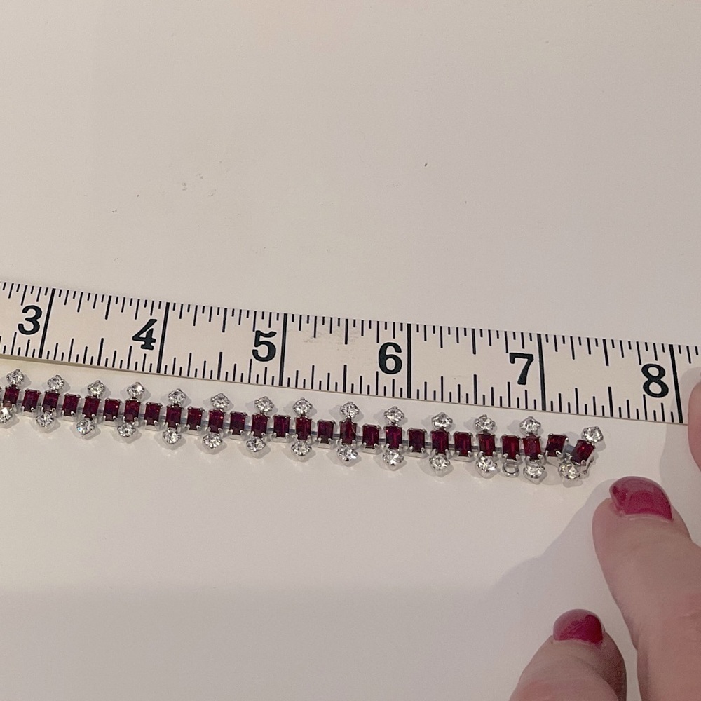 B.David vintage silver & vibrant red & crystal stone bracelet , stunning!